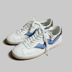 Stuart Weitzman white and light blue Daryl sneakers, size 9, LIKE NEW!